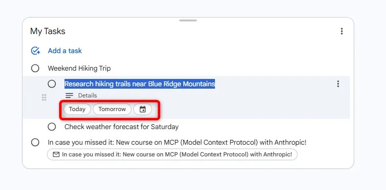 Adding due date to subtasks on Google Tasks.