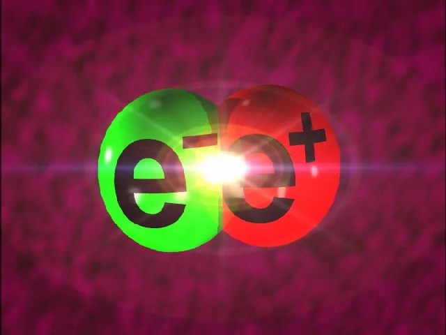 An illustration of a positron-electron annihilation.