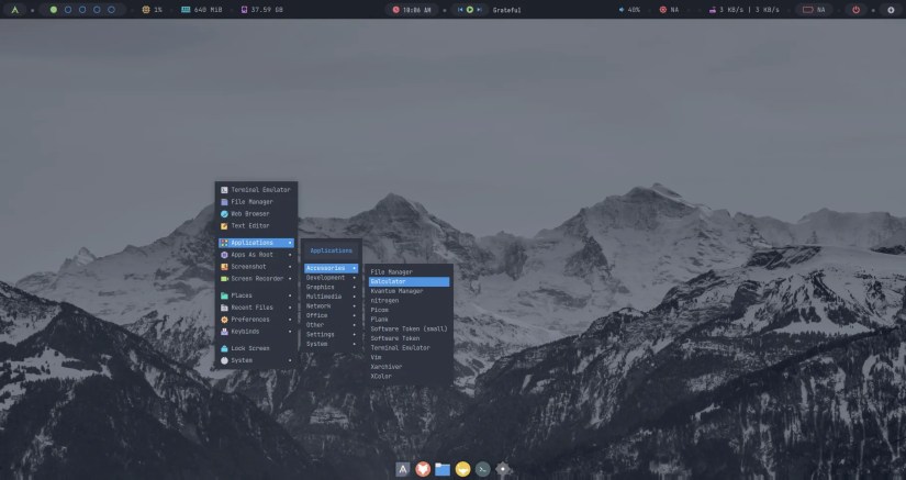 Archcraft right-click application launcher.