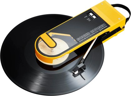 The AT-SB727 portable record player in yellow.