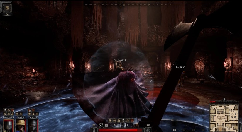 A team of three challenging a boss in Daark and Darker.