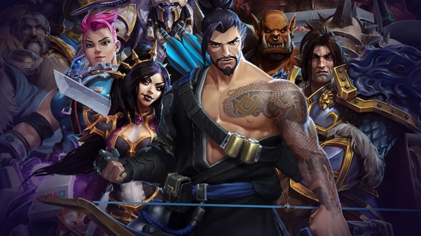 Artwork of quite a few characters as they appear in Heroes of the Storm.