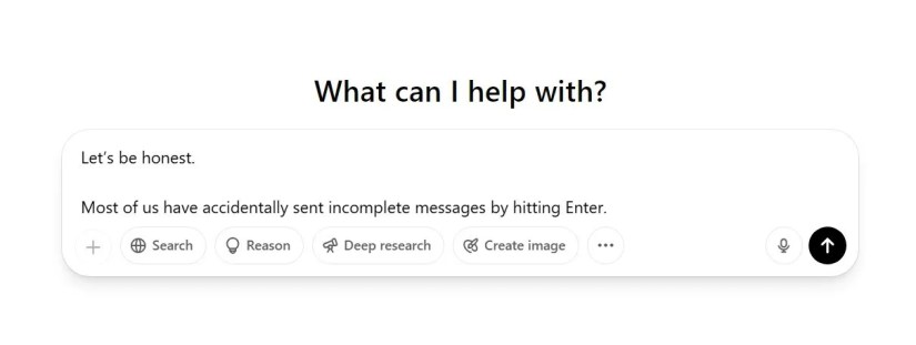 A prompt in ChatGPT showing two lines of text separated by a space.
