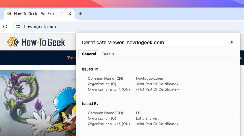 SSL certificate of howtogeek.com.