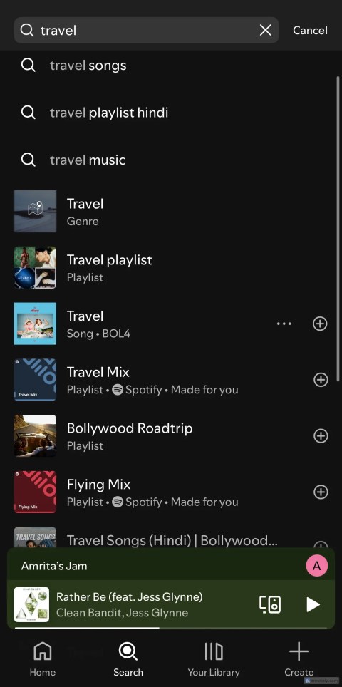 Travel mixes on Spotify.