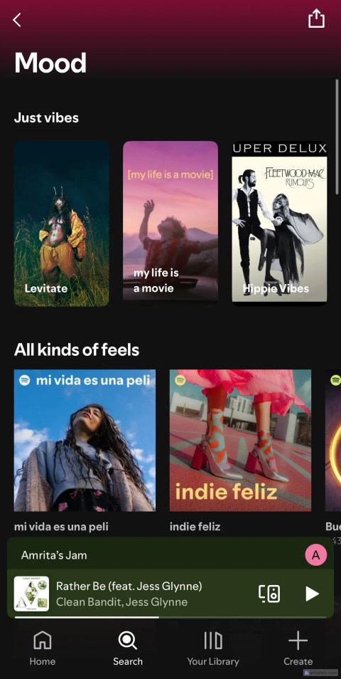 Mood based playlists on Spotify.