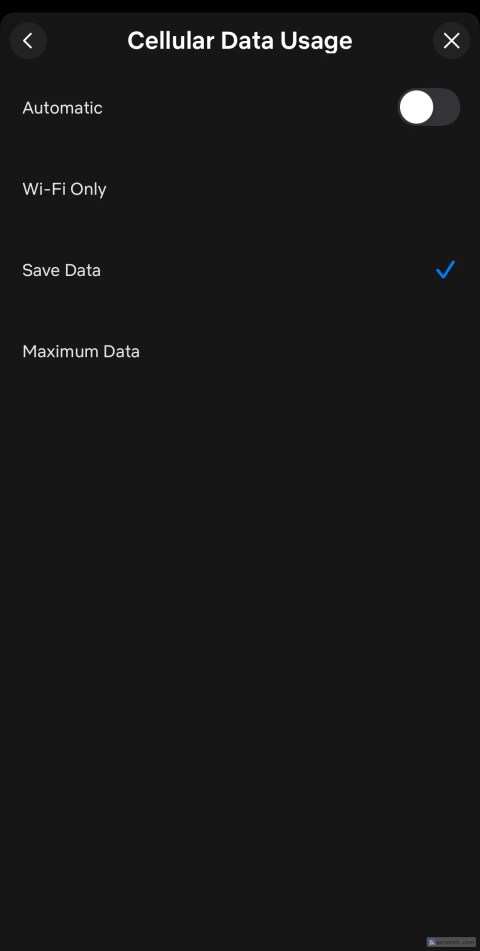 Changing cellular data usage settings on the Netflix mobile app.