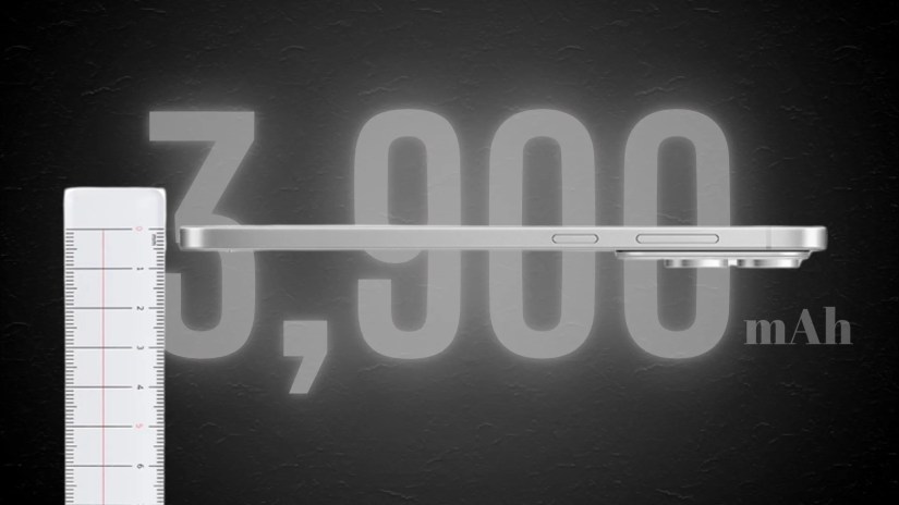 Image of the Galaxy S25 Edge&rsquo;s side profile with the numbers 3,900 written in the background.