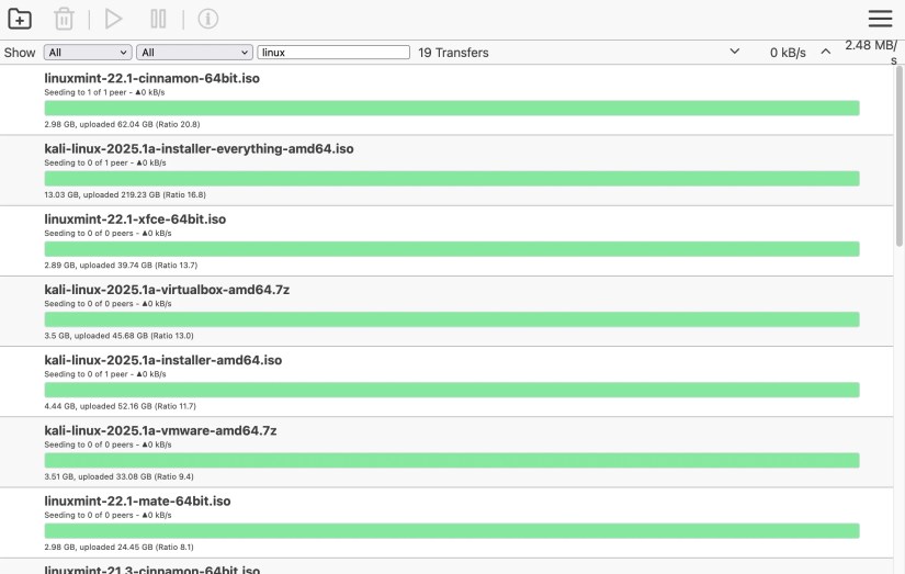 Linux torrents in Transmission.