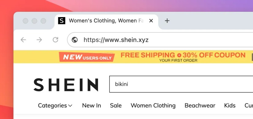 Shein clone with an uncommon TLD.