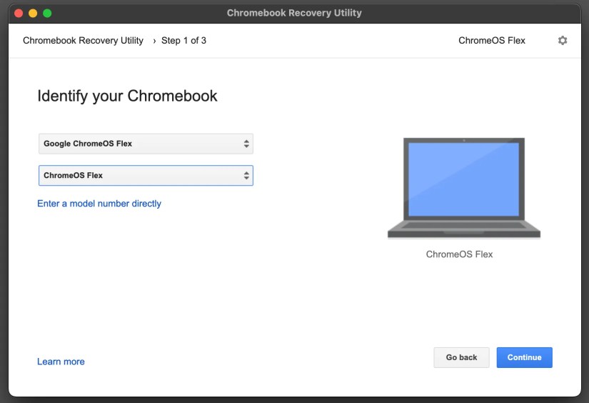 The Identify Your Chromebook screen.