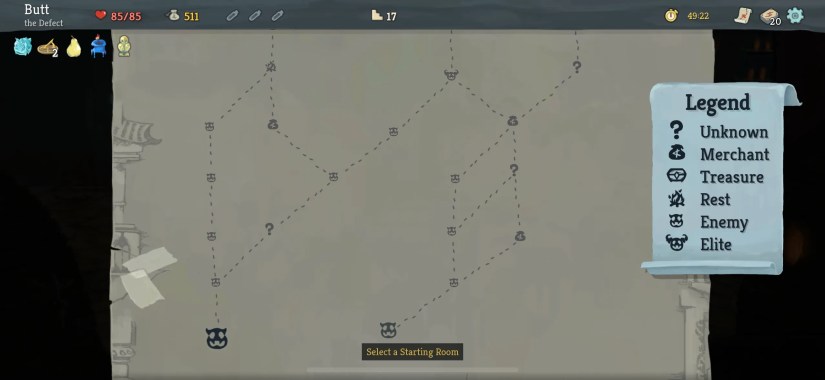 The map of the floors in Slay the Spire on iPhone.