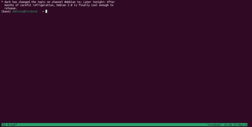 tmux showing a shell in Ubuntu WSL.