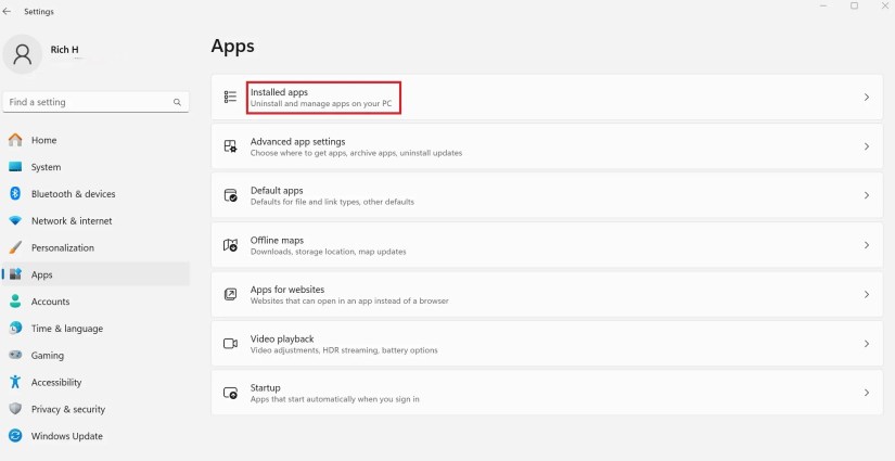 The app permission screen in Windows 11