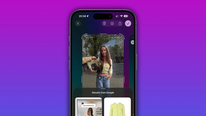 Apple iOS 26 Apple Intelligence Visual Intelligence Screenshot Tool Google Image Search Wardrobe Results