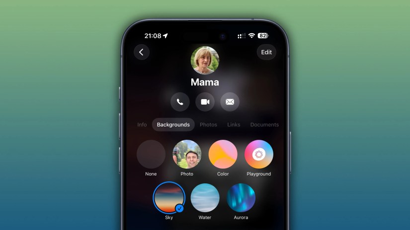 Messages app on iPhone showcasing chat backgrounds.