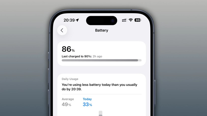 Settings on iPhone displaying battery usage overview.