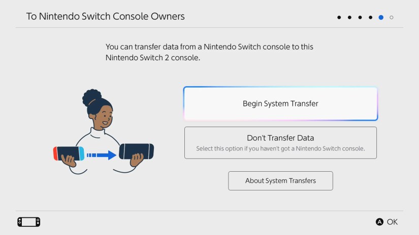Begin System Transfer on Nintendo Switch.