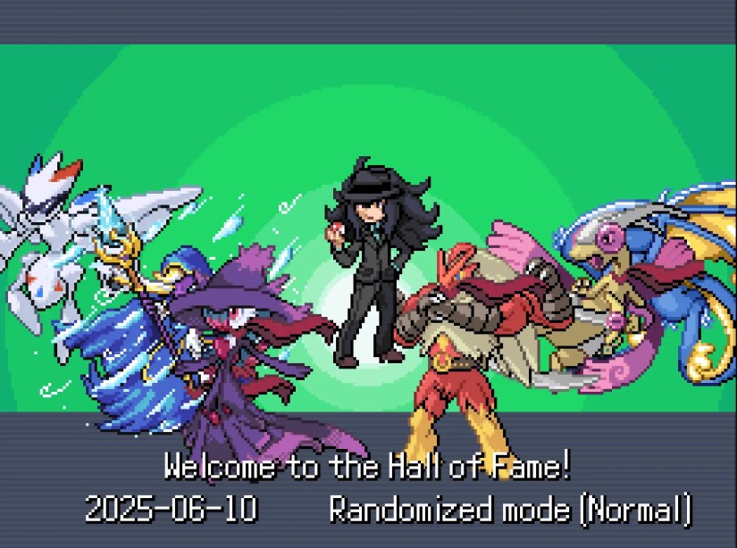A Hall of Fame roster from the ROM hack Pokémon Infinite Fusion.