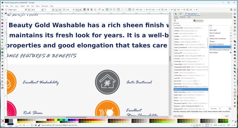 A screenshot showing Inkscape editing a PDF file.