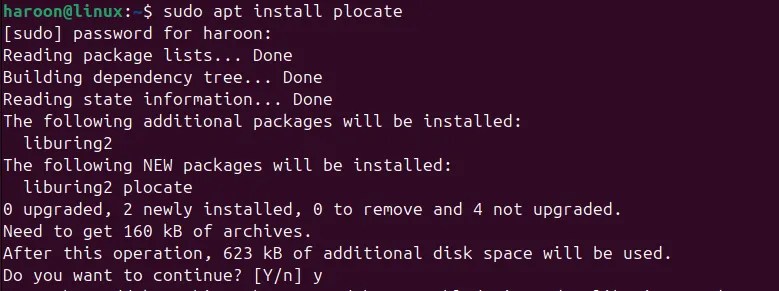 Installing plocate command line tool in Ubuntu using APT manager.