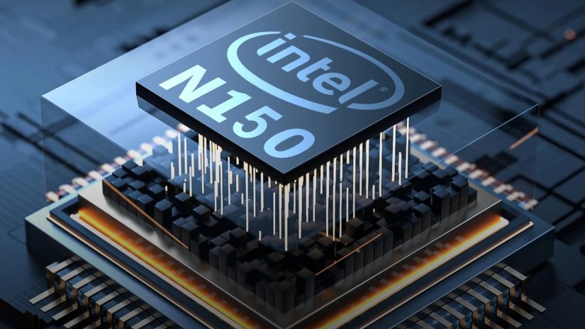 An graphic rendering of an Intel N150 CPU.