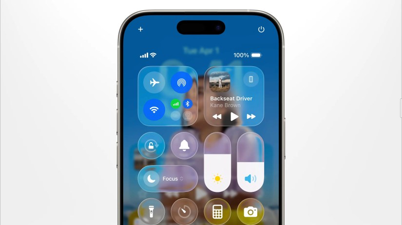 iOS 26 Liquid Glass Control Center.