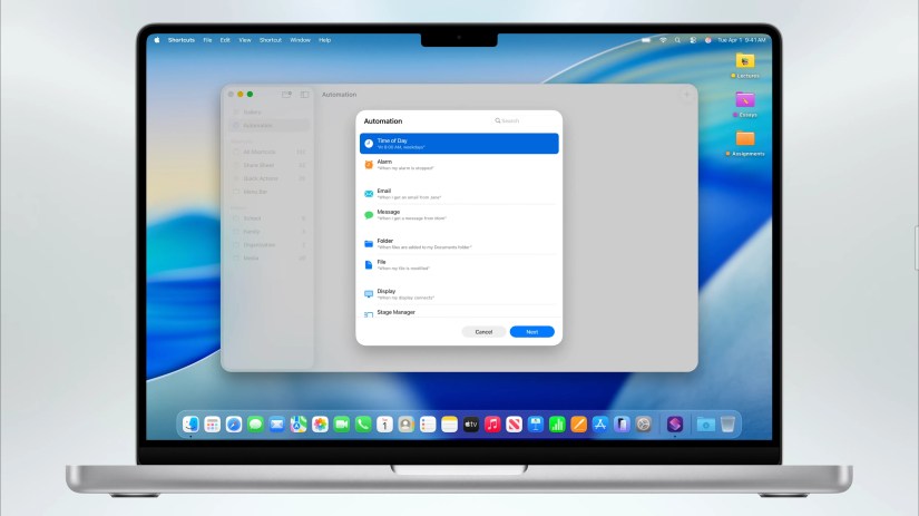 macOS 26 Tahoe new Shortcuts automation triggers.