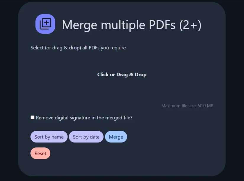 Merging multiple PDF page using Stirling-PDF.