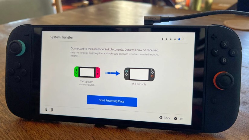 Nintendo Switch 2 about to transfer data.