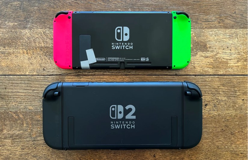 Nintendo Switch 2 and Switch 1 kickstands.