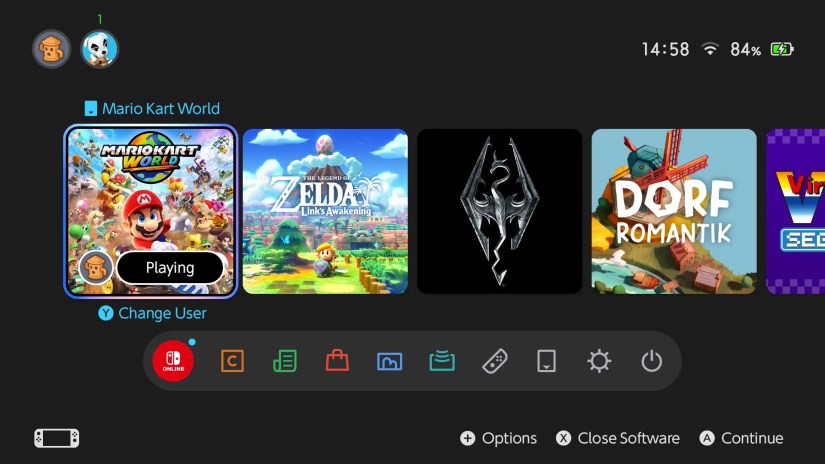 Nintendo Switch 2 user interface.