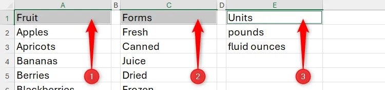 Non-adjacent cells are selected in Microsoft Excel by selecting the individual cells while holding Ctrl.