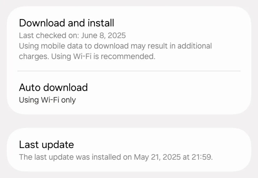 Samsung Software update