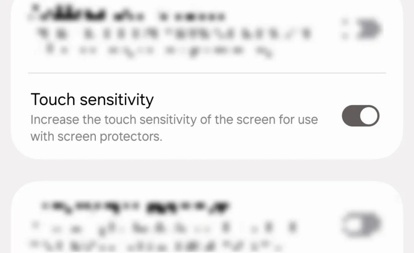 Samsung Touch Sensitivity toggle