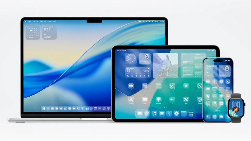 Apple&rsquo;s Liquid Glass on Mac, iPad, iPhone, and Apple Watch.