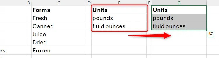Some cells in Excel are duplicated through click and drag with Ctrl.