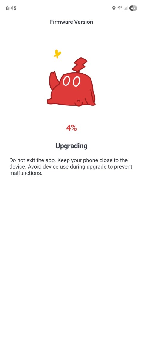 Upgrading a SwitchBot device from within the Android app.