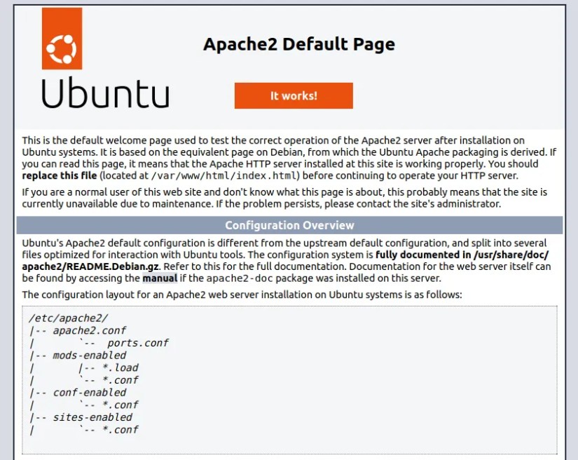Apache’s default page on Ubuntu gives detailed information on configuration.