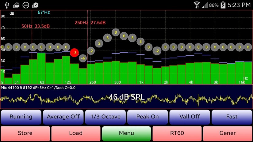 AudioTool showing how the speaker sound is.