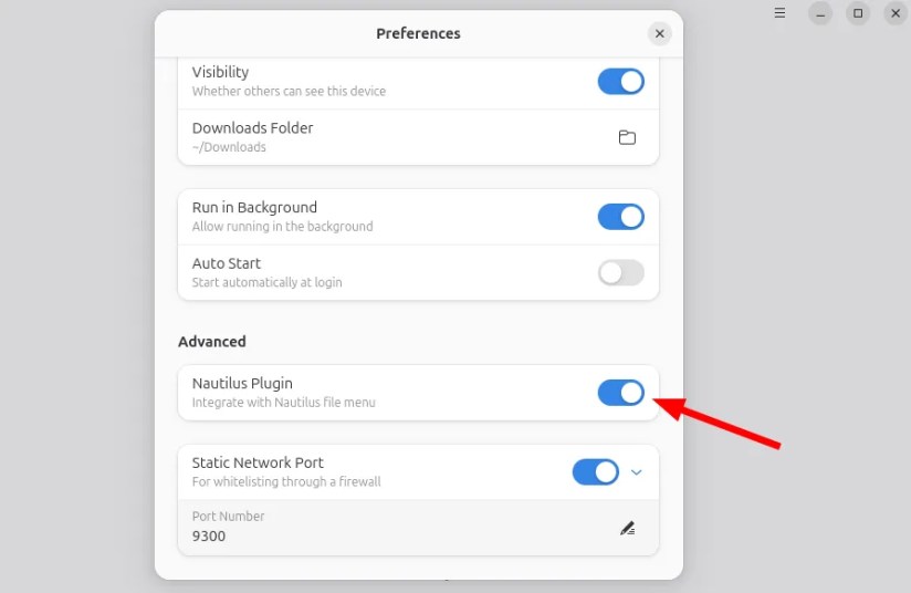 Enabling Nautilus integration plugin on Preferences menu of Packet Linux Client