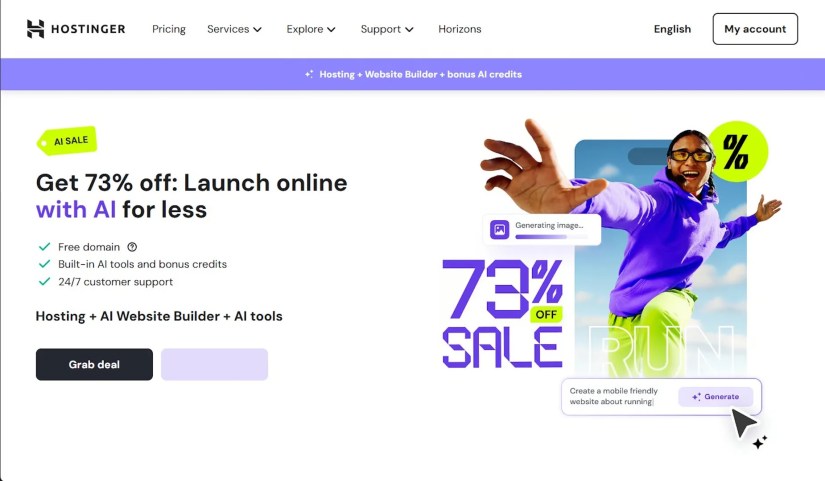 Image showing Hostinger homepage