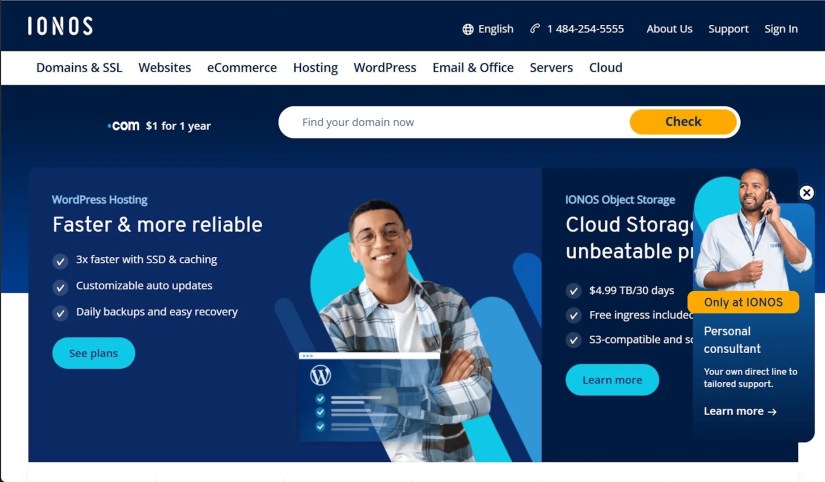 Image showing Ionos homepage