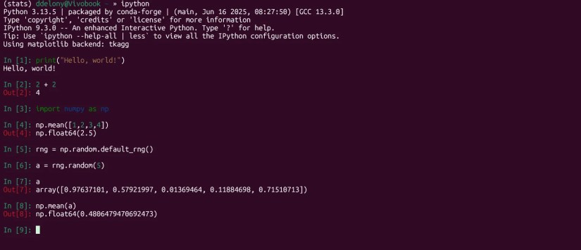 iPython session in an Ubuntu WSL terminal.