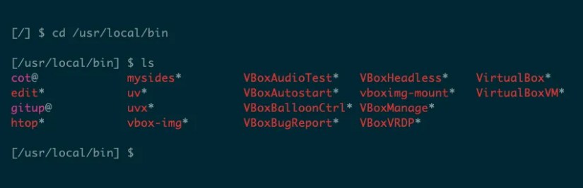 A MacOS terminal showing the results of changing the working directory with cd.
