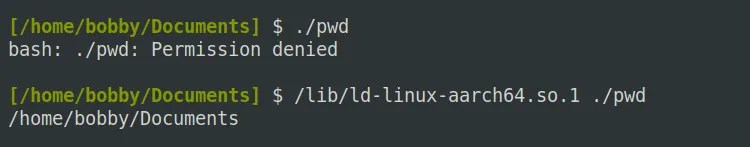 Running an executable on the command line despite its lack of permissions.