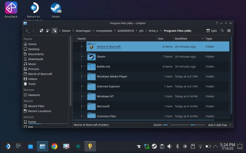 Locating your World of Warcraft folder in Dolphin.