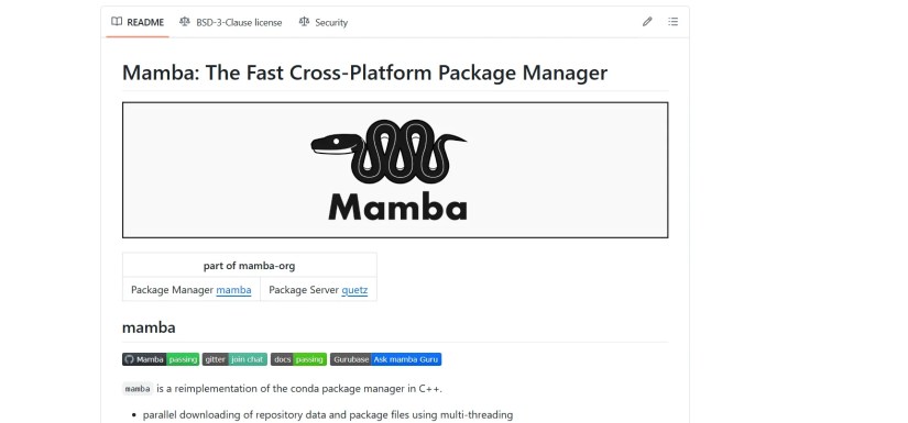Mamba GitHub page.