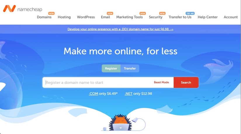 Image showing Namecheap homepage