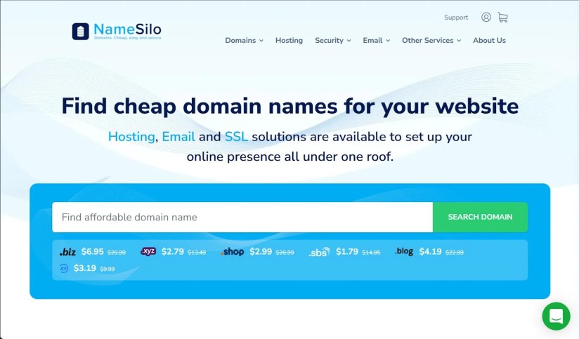 Image showing NameSilo homepage